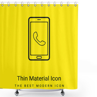 Personality  Auricular On Phone Screen Minimal Bright Yellow Material Icon Shower Curtains