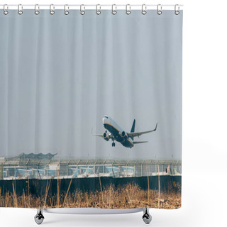 Personality  Flight Departure Of Airplane On Airport Runway Shower Curtains