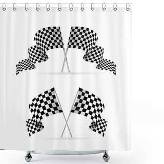 Personality  Racing Flag Avto Set. Vector Shower Curtains
