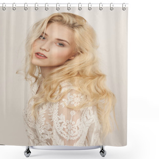 Personality  Beautiful Young Blond Girl Shower Curtains