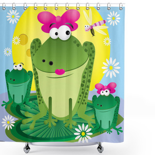 Personality  Family Of Frogs Shower Curtains