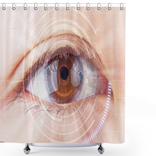 Personality  Close-up Brown Eye The Future Cataract Protection , Scan, Contac Shower Curtains