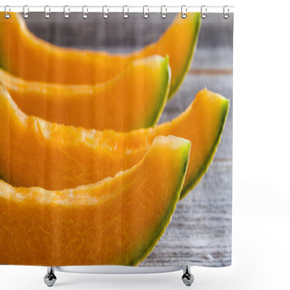 Personality  Fresh Organic Cantaloupe Melon Shower Curtains