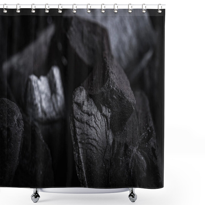 Personality  Black Industrial Coal Background, Blurred Image Shower Curtains