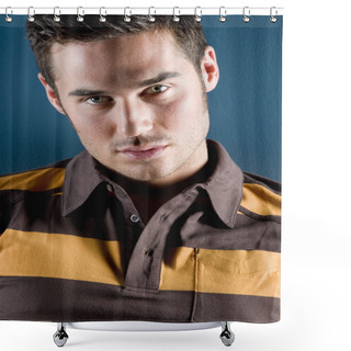 Personality  Man In Rugby Shirt Shower Curtains