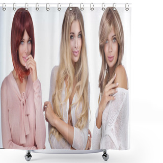 Personality  Portrait Of Three Attractive Women. Shower Curtains
