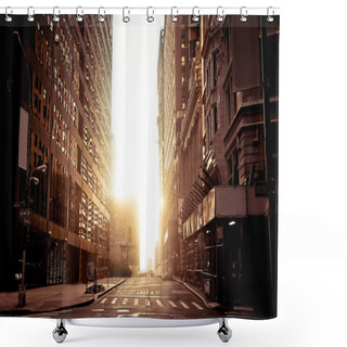 Personality  Absolutely Empty Street In New York Early Morning Shower Curtains