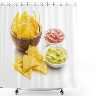 Personality  Corn Nacho Chips With Avocado And Tomato Dip.  Shower Curtains
