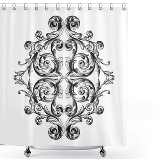 Personality  Vector Baroque Ornament In Victorian Style Shower Curtains