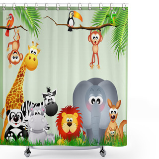 Personality  Jungle Animals Shower Curtains