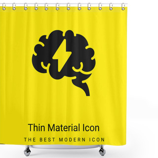 Personality  Brain Minimal Bright Yellow Material Icon Shower Curtains