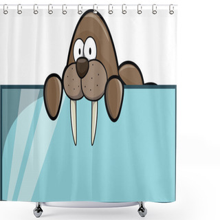 Personality  Walrus Banner Illustration Shower Curtains