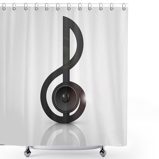 Personality  Vector Abstract Treble Clef With Speaker. Shower Curtains