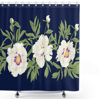 Personality  Peony Flower. Seamless Pattern, Background.  Shower Curtains