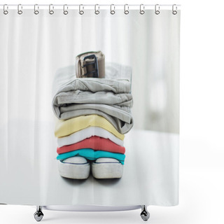 Personality  Close Up Of Clothes And Accessories On Table Shower Curtains