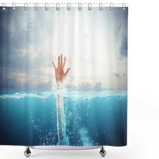 Personality  Businessman Drowning In The Sea Shower Curtains