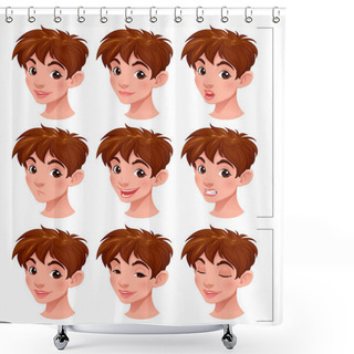 Personality  Boy With Lip Sync And Blinking Eyes. Shower Curtains