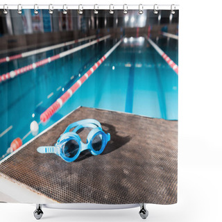 Personality  Goggles Near Swimming Pool With Blue Water  Shower Curtains