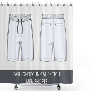 Personality  Fashion Technical Drawing Sketch For Men Shorts In Vector Graphic Shower Curtains