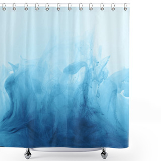 Personality  Full Frame Image Of Mixing Of Bright Pale Blue And Blue Ink Splashes In Water Shower Curtains