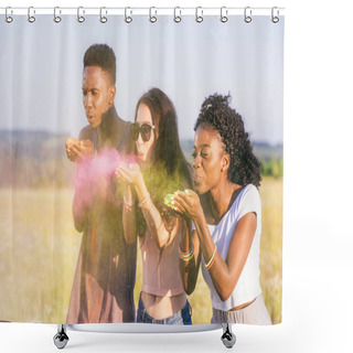 Personality  Multiethnic Friends At Holi Festival Shower Curtains