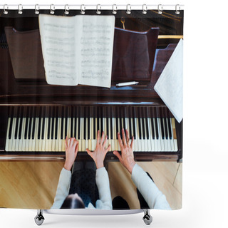 Personality  Piano Lessons At A Music School, Teacher And Student  Shower Curtains