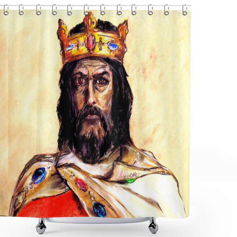Personality  A Series Of Kings Of France. Charlemagne - King Of The Franks, Duke Of Bavaria, Emperor Of The West. By The Name Of Karl, The Dynasty Was Called The Carolingian. Shower Curtains