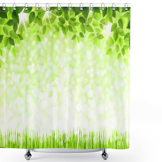 Personality  Summer Branch With Fresh Green Leaves Above The Glade Shower Curtains