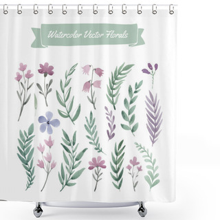 Personality  Watercolor Flowers And Leaves Shower Curtains