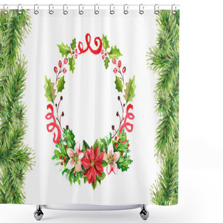 Personality  Christmas Watercolor Card. Shower Curtains
