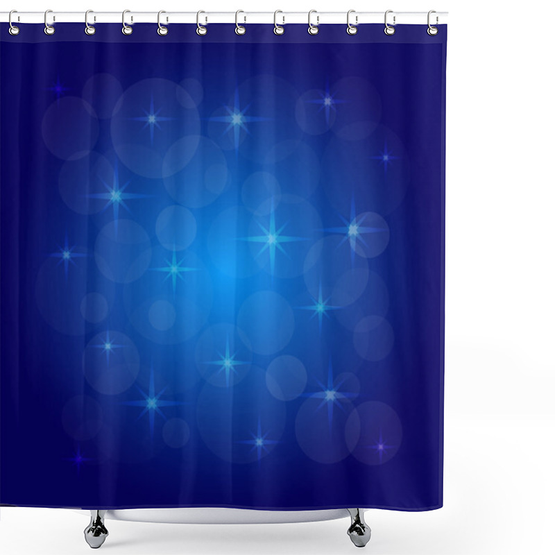 Personality  Vector picture of the bokeh effect with stars on a blue background. shower curtains