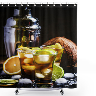 Personality  Alcoholic Cocktail With Coconut Shower Curtains