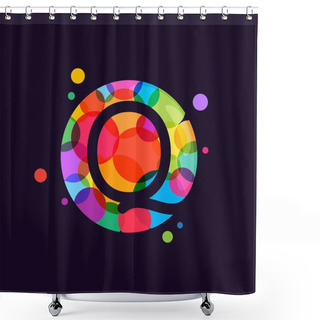 Personality  Q Letter Logo With Mosaic Pattern. Shower Curtains