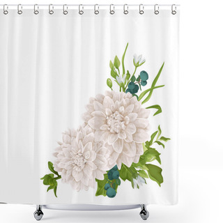 Personality  Vector Floral Bouquet Design: Chrysantemum, Dahlia, Greenery. Shower Curtains