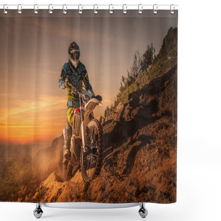 Personality  Enduro Bike Rider Shower Curtains