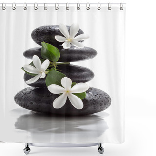 Personality  Tiare Flowers, Black Stone Spa Shower Curtains