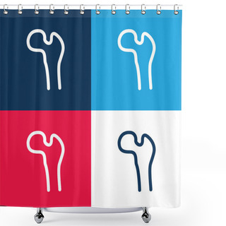 Personality  Bone Structure Tip Blue And Red Four Color Minimal Icon Set Shower Curtains
