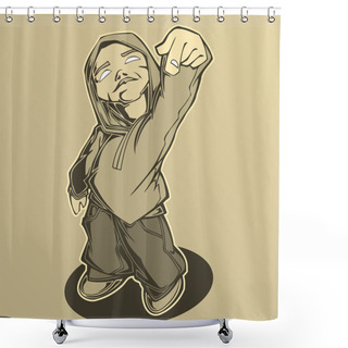 Personality  Hip Hop Man. Vector Illustration. Shower Curtains