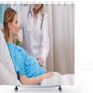 Personality  Doctor And Pregnant Woman  Shower Curtains