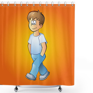 Personality  Vector Illustration Of A Boy Shower Curtains