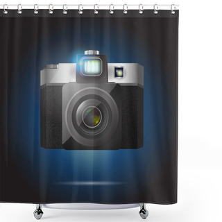 Personality  Vector Illustration Of Retro Camera Shower Curtains