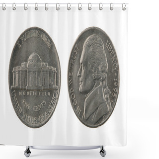 Personality  US One Nickel Coin Isolated On White Shower Curtains