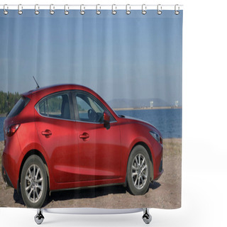 Personality  Mazda 3 Japanese Red Car Hatchback 3 Generation Shower Curtains