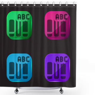 Personality  Book Four Color Glass Button Icon Shower Curtains