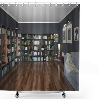 Personality  3 D Render Of A Library  Shower Curtains