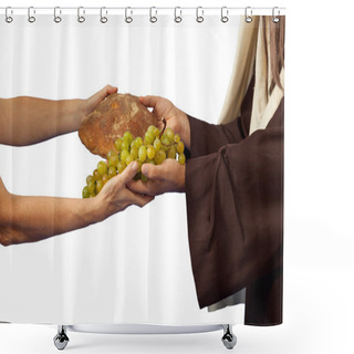 Personality  Jesus Gives Bread And Grapes Shower Curtains