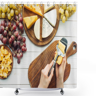 Personality  Woman Cutting Cheese Shower Curtains