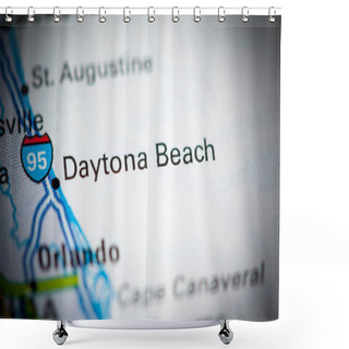 Personality  Daytona Beach. USA On A Map. Shower Curtains