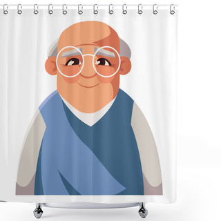 Personality  Grandparents Day Grandpa Avatar Icon Isolated Shower Curtains