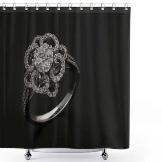 Personality  Diamond Ring On Black Background Shower Curtains